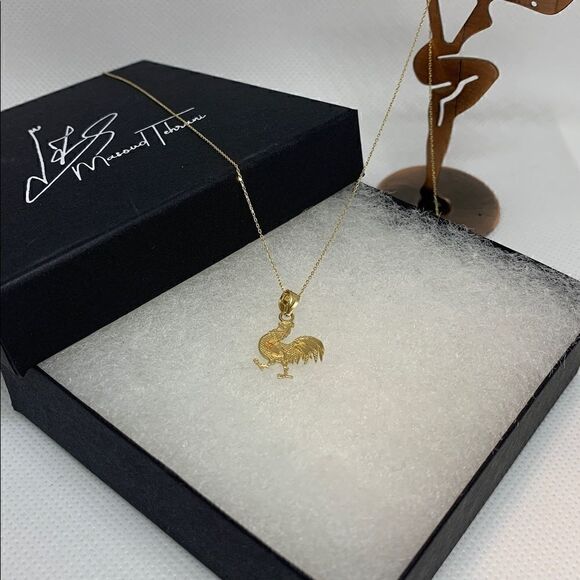 Rooster 14k solid gold pendant - Picture 7 of 7